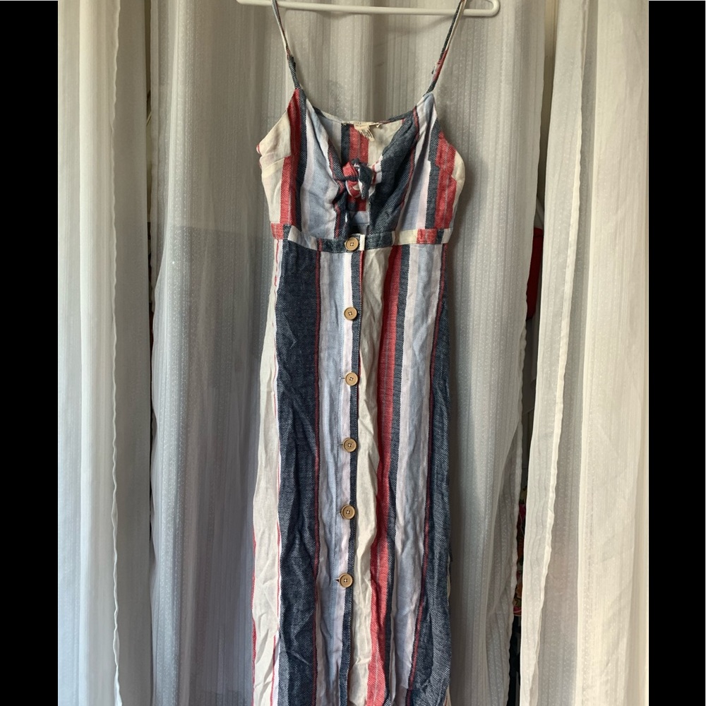 Multi colored striped midi dress